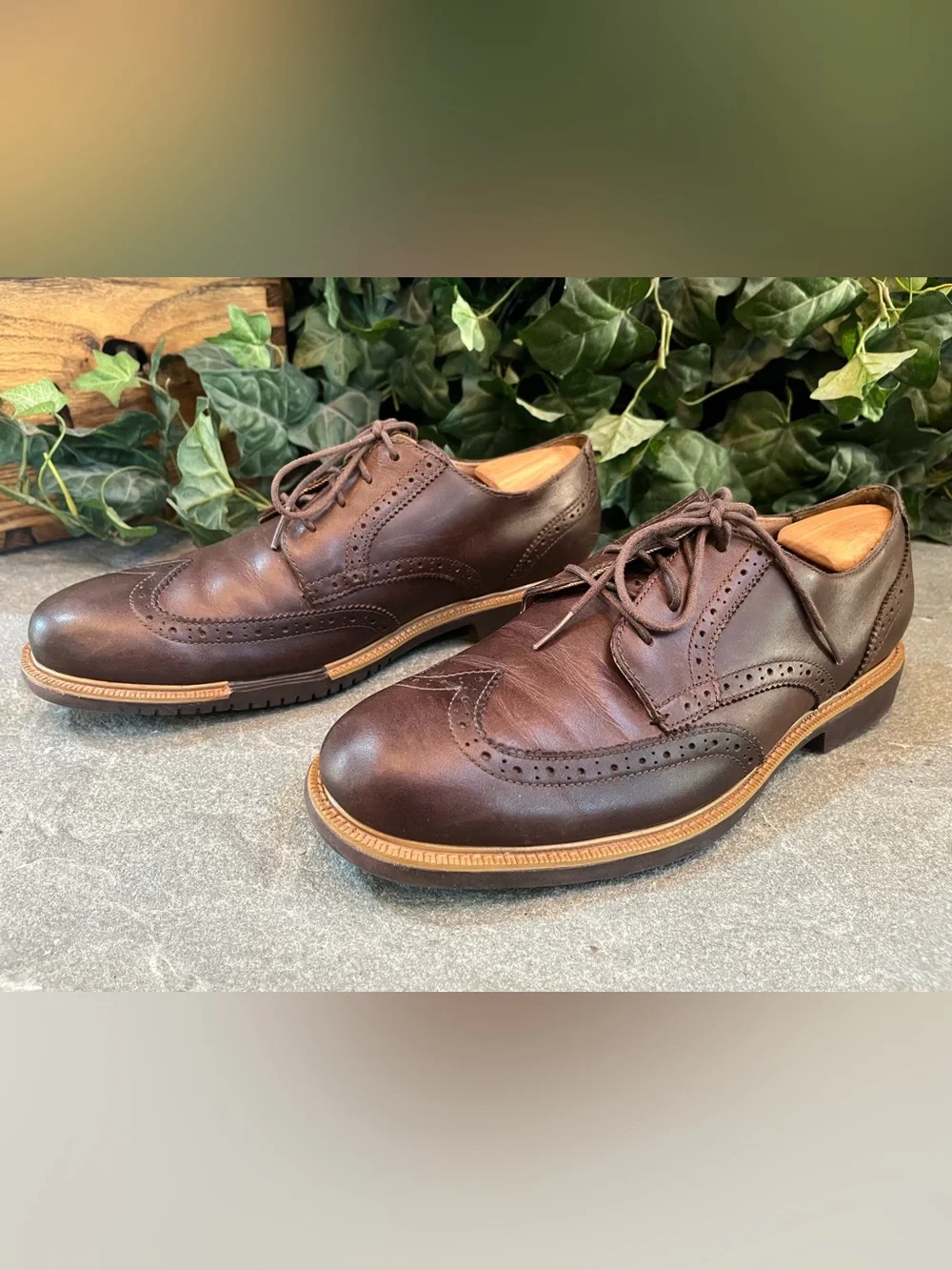 Cole Haan Grand OS Men's Brown Leather Wingtip Oxfords Brogues C21824 Size 10M